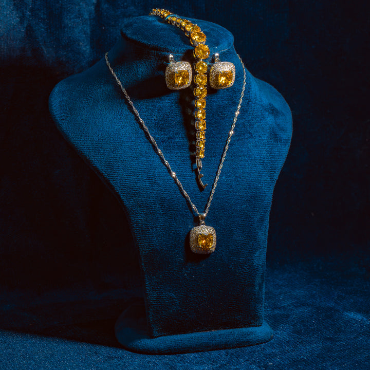 Parure Diamora B – Éclat Solaire & Plaqué Argent S925