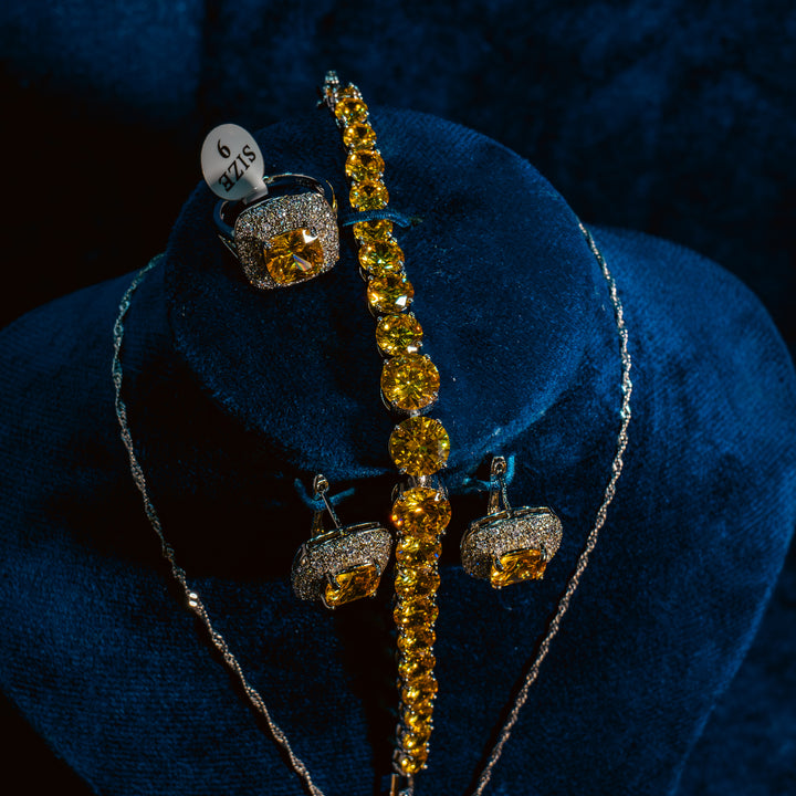 Parure Diamora B – Éclat Solaire & Plaqué Argent S925