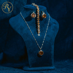 Parure Aurora – Éclat Orange & Plaqué Argent S925