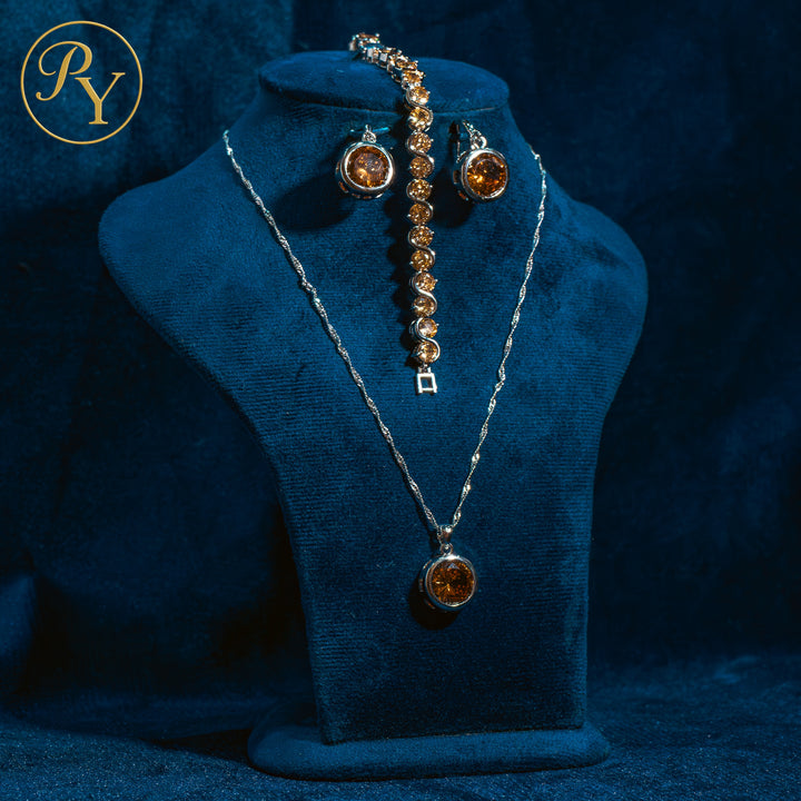 Parure Aurora – Éclat Orange & Plaqué Argent S925