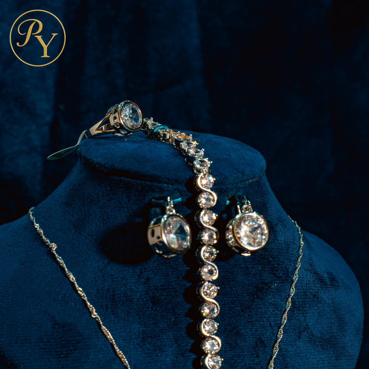 Aurora White – Parure Élégance Éclatante en Plaqué Argent S925