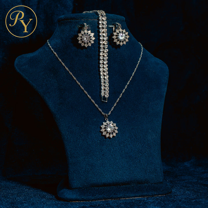 Harmonie – Parure florale en zircon et argent S925