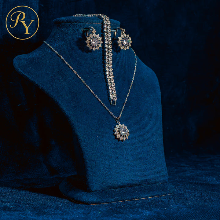 Harmonie – Parure florale en zircon et argent S925