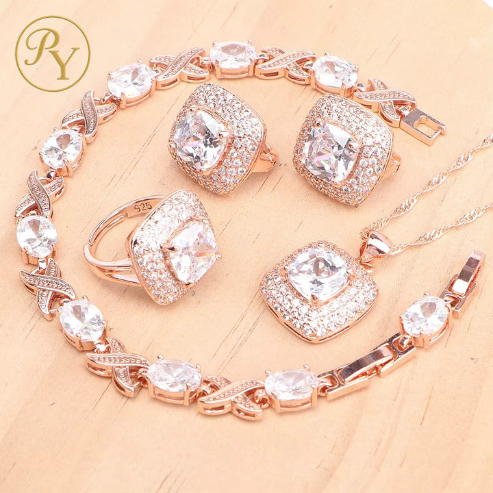 Parure Diamora A – Carré Royal & Zirconium Transparent